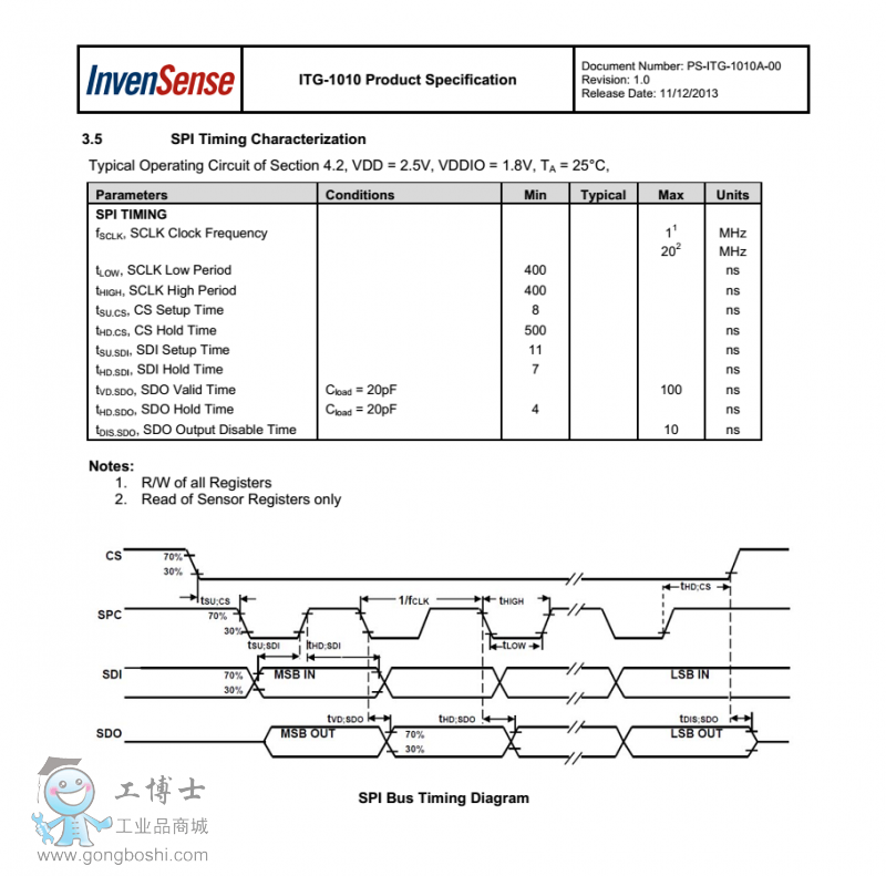 invensense美國應美盛芯片ITG-1010陀螺傳感器