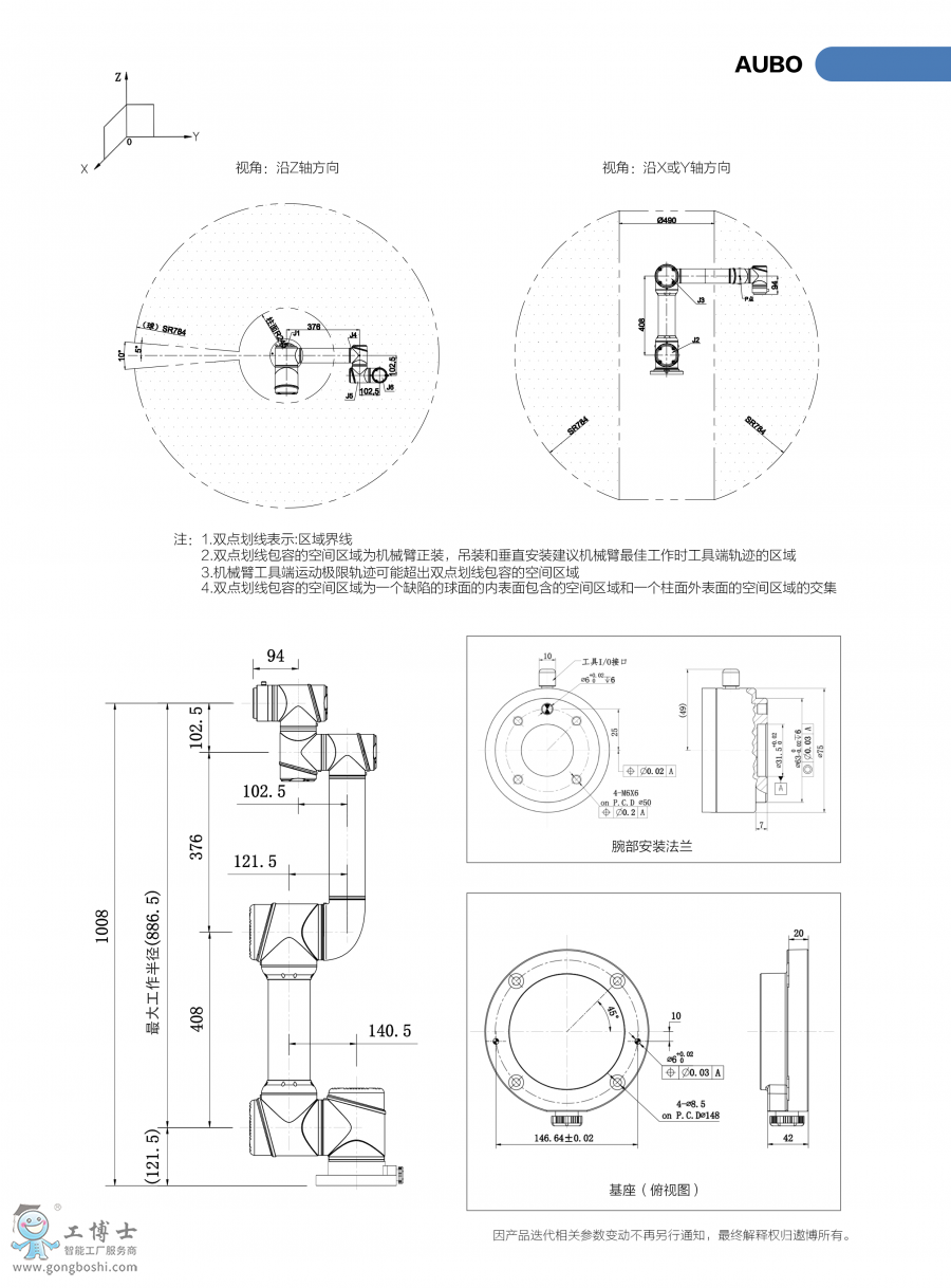 AUBO C5 協作機器人(技術參數)