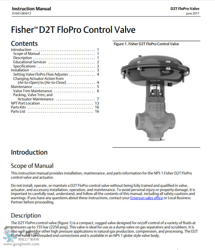 Fisher™ D2T FloPro 控制閥